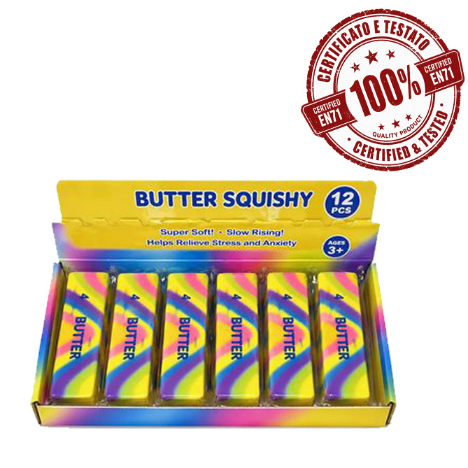 SQUISHY Butter Burro Rainbow Arcobaleno 13cm In espo da 12pz…x12…x288